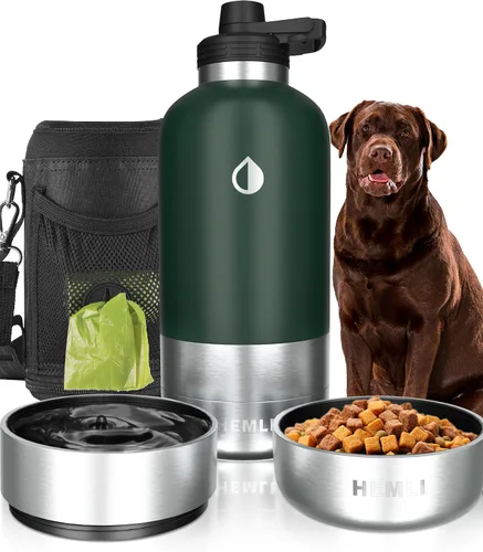 Vista 21 de Botella de agua para perros, botella de agua de viaje aislada para perros, dispensador de botellas de agua para mascotas de acero inoxidable
