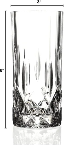 Vista 2 de Juego de 6 vasos de cristal RCR Adagio High Ball de diseño elegante y moderno para organizar fiestas y eventos, juego de 6 vasos con capacidad de 12