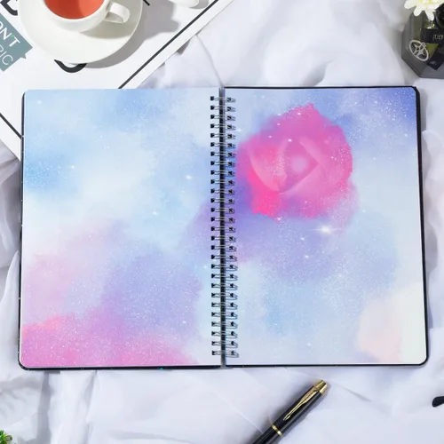 Vista 3 de SIIXU Diario de escritura en blanco colorido en espiral para mujeres, hombres, cuaderno único de cielo estrellado para notas diarias, gratitud