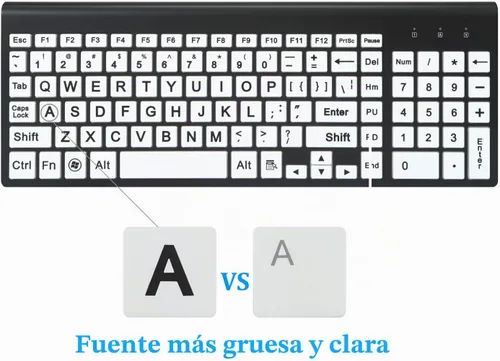 Vista 3 de Teclado y mouse inalámbricos de tamaño completo con impresión grande de 0.08 oz con impresión de gran tamaño para personas con discapacidad visual