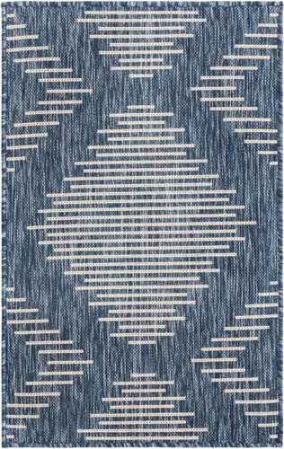 Vista 3 de Unique Loom Outdoor Modern Collection - Alfombra rectangular de 2 x 3 pies 1 pulgada, color azul y marfil