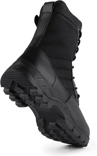 Vista 9 de Botas tácticas militares ligeras para hombres, duraderas YKK con cremallera lateral para policía, ejército, combate, selva, transpirables, cómodas