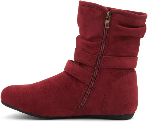 Vista 3 de Herstyle Lindell Botas de pantorrilla de tacón plano para mujer, con cremallera lateral, botines de tobillo