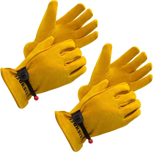 Vista 11 de Guantes de trabajo de jardinería de cuero para niños, guantes de seguridad, diseño reflectante transpirable, para niños para jardinería y exteriores