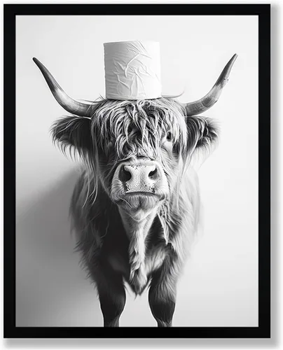 Vista 31 de Arte de pared de lienzo enmarcado para baño con oso negro tierno, decoración divertida para baño con animales, adorable oso con papel higiénico