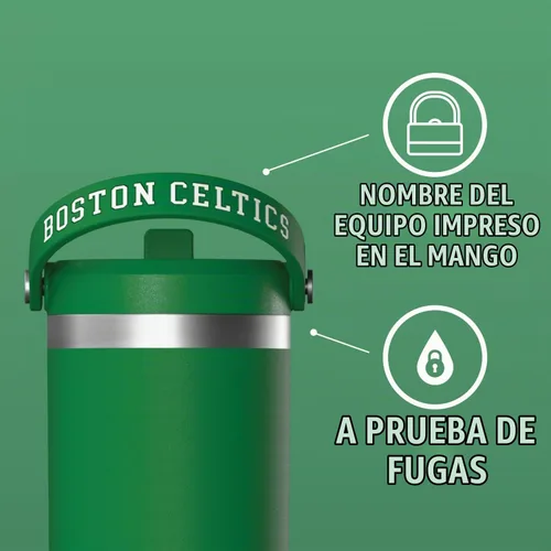 Vista 3 de Hydrapeak Botella de agua aislada de acero inoxidable a prueba de fugas, con licencia oficial de Boston Celtics Nomad, con licencia