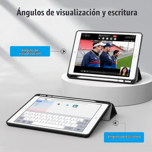 Vista 4 de Fintie Funda delgada para iPad de 9ª / 8ª / 7ª generación de 10.2 pulgadas Tri-Fold Stand, Flexible Soft TPU Back Cover, Viewing & Typing Angles