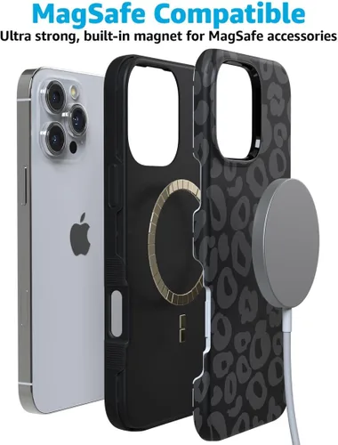 Vista 7 de Casely - Funda protectora para iPhone 16 Pro, diseño Into the Wild, leopardo negro, colección Bold, compatible con MagSafe