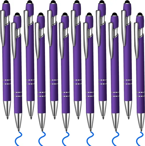 Vista 12 de 12 bolígrafos de tinta azul con punta de lápiz capacitivo, bolígrafo de metal de 0.039 pulgadas para pantallas táctiles, 2 en 1, regalo para amigos