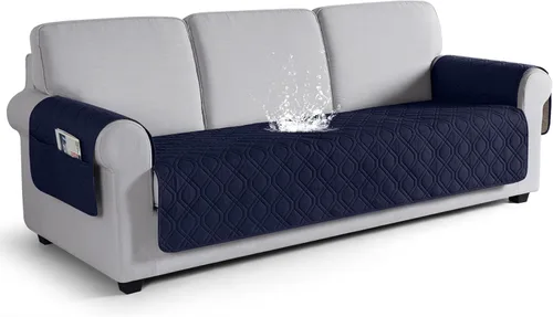Vista 32 de VANSOFY Funda para Sofá, Fundas de Sofá Impermeables Lavables Forro Protector de Muebles Fundas de Asiento de Sofá Antideslizantes para Perros, Negro