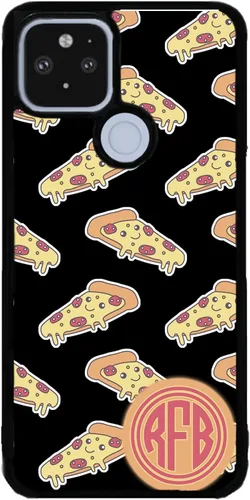 Vista 9 de Smiley Face Pepperoni Pizza - Funda personalizada de goma negra con monograma compatible con Google Pixel 10, 10 Pro, 10 Pro XL, 9a, 9 Pro, Pixel 9