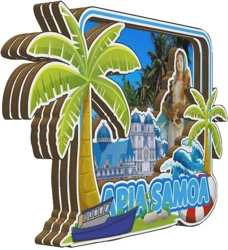 Vista 2 de Apia Samoa Apia Imán de nevera de madera 3D Monumentos de viaje coleccionables, recuerdos, decoración hecha a mano -3423