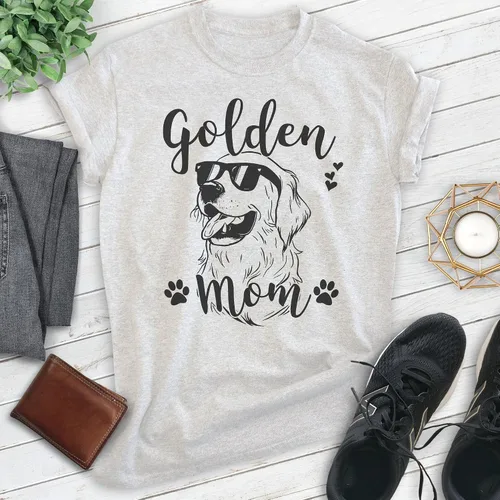 Vista 2 de EVERTREE CLOTHING Camiseta Golden Mom, camisa unisex para mujer, propietaria de Golden Retriever, el mejor regalo para mamá de perro