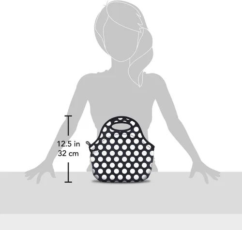 Vista 3 de BUILT Gourmet Getaway Bolsa Tote de Almuerzo de Neopreno Suave - Ligera, Aislada y Reutilizable, Talla Única, Big Dot Negro y Blanco