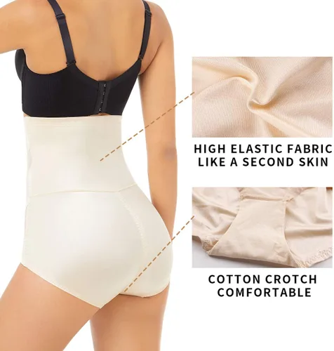 Vista 3 de Paukee Faja moldeadora de cuerpo para mujer, cintura alta, control de abdomen, compresión y levantador de glúteos, bragas de faja