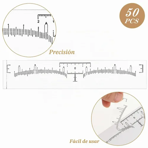 Vista 4 de 50 plantillas de regla de cejas, calcomanías desechables Abeillo para regla de cejas, plantilla de cejas de microblading, herramienta moldeadora