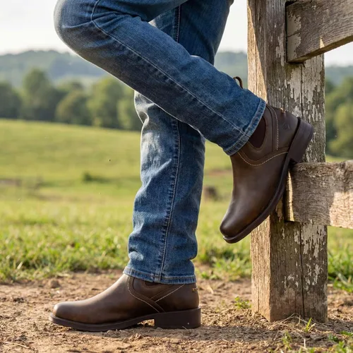 Vista 2 de SUREWAY - Botas vaqueras Chelsea del oeste para hombre, punta cuadrada, resistentes para todo tipo de clima, diseñadas para mayor comodidad
