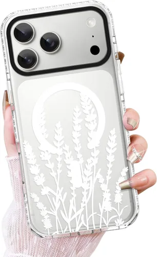 Vista 21 de OOK Funda magnética transparente para iPhone 17, lindo encaje floral negro Encaje Negro Floral