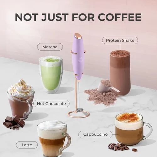 Vista 327 de Zulay Milk Boss Espumador de leche potente manual, hace espuma para latte, batidor para mezclar bebidas, café, miniespumador para capuchino, frappé