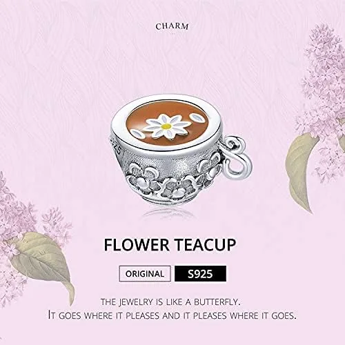 Vista 2 de Pulseras de cuentas de tetera para mujer, plata esterlina, cristal azul, circón, cuentas de taza de té para pulseras o collares