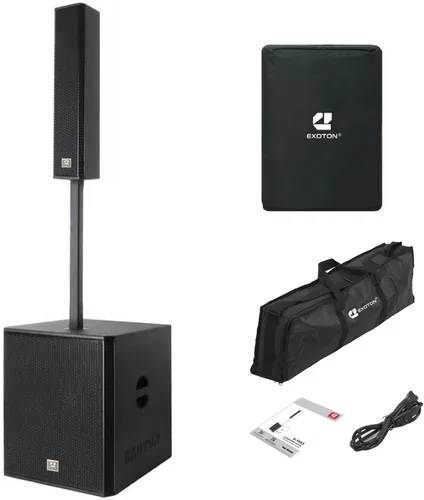 Vista 9 de (Lanzamiento esperado: mediados de mayo) EXOTON S-1503 Line Array Column DJ System con subwoofer alimentado de 15 pulgadas, 2000 W, 125 dB SPL