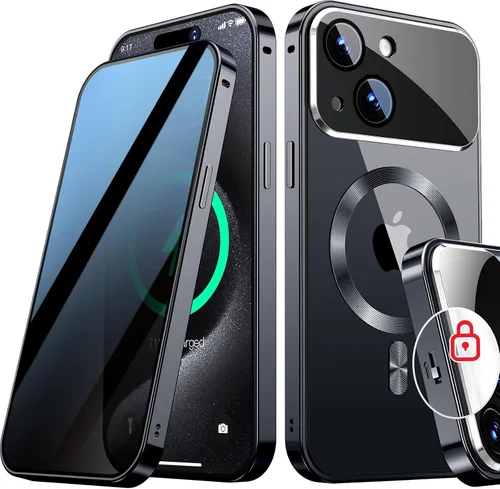 Vista 25 de Funda magnética de privacidad para iPhone 13 Pro, protección completa de la cámara, color negro [Mechanical Lock][Compatible with MagSafe]