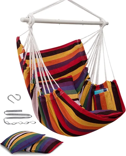 Vista 11 de MIZTLI Silla Hamaca con Columpio para Interior para Dormitorio - Máximo 500 Libras - Barra de Acero con Anillos Antideslizantes - Para