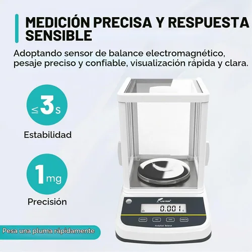 Vista 4 de LAB FISH Balanza analítica de doble pantalla 7.05 oz x 1mg Escala de alta precisión 0.00 oz Precisión Escala de laboratorio Calibración externa