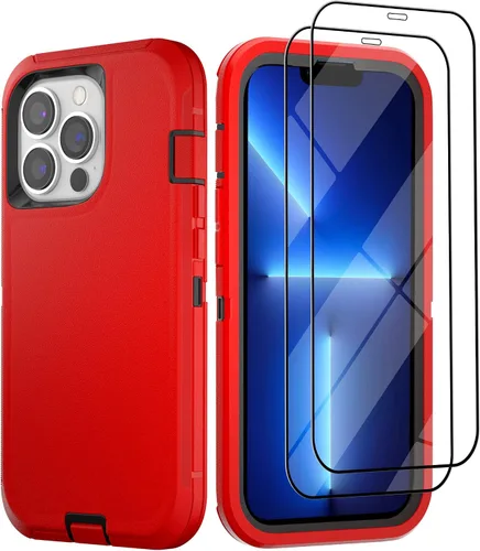 Vista 39 de Funda para iPhone 13 con 2 protectores de pantalla, resistente de grado militar, funda de cuerpo completo para hombres y mujeres (aguamarina + rosa)