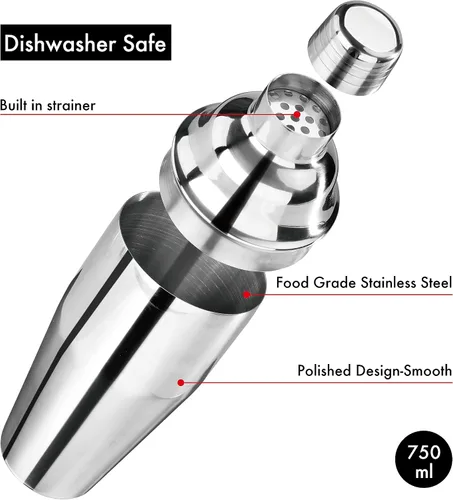 Vista 2 de New Star Foodservice 48414 Coctelera de acero inoxidable, 25 oz