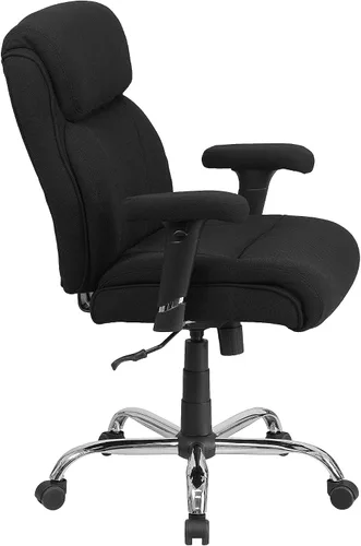 Vista 5 de Flash Furniture HERCULES Series Big & Tall - Silla de oficina ergonómica de tela negra de 400 libras con costuras de línea y brazos ajustables