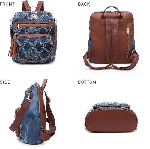 Vista 90 de MKP COLLECTION Mochila de moda para mujer, bolsa convertible grande para mujer, mochila de viaje, bolsa de hombro, juego de 2 piezas con borla, Beige