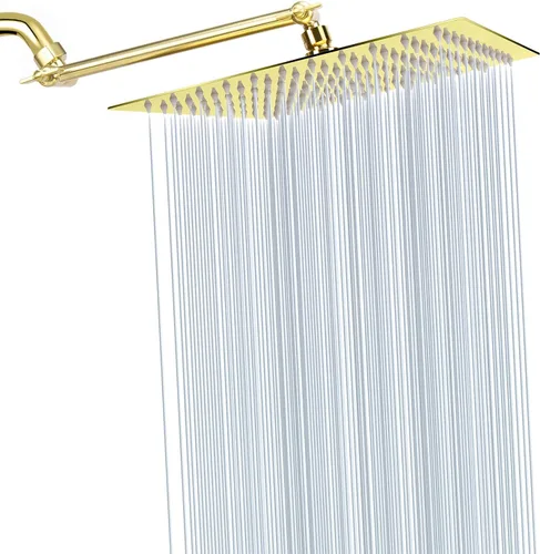 Vista 11 de Cabezal de ducha de lluvia con brazo de extensión ajustable de 11 pulgadas, cabezal de ducha cuadrado grande de acero inoxidable de alto flujo