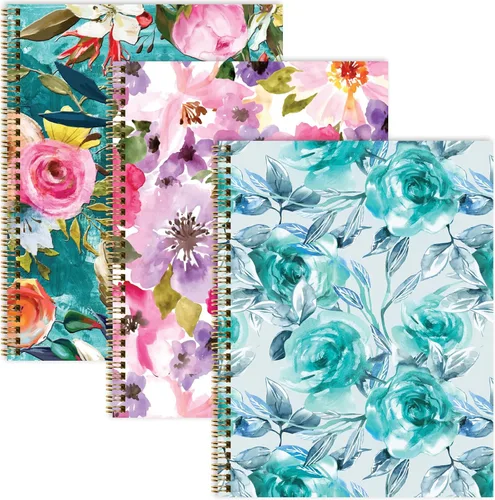 Vista 9 de Cuaderno de espiral de moda de 8.5 x 11 pulgadas, paquete de 3, 120 páginas, rayas universitarias (sólido)