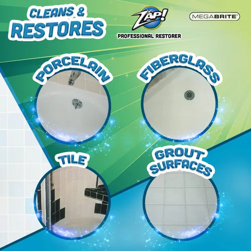 Vista 2 de ZAP! Restaurador profesional de azulejos y lechadas Limpia y restaura superficies de porcelana, fibra de vidrio, azulejos y lechada Removedor