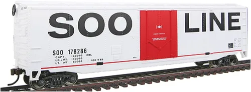 Vista 7 de Walthers Trainline Boxcar con puerta enchufable de 50 pies con ruedas metálicas listo para funcionar en el Pacífico canadiense
