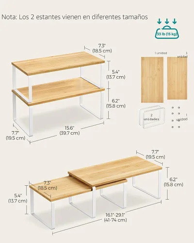 Vista 2 de SONGMICS Estante organizador de gabinete, juego de 4 estantes de encimera de cocina, almacenamiento de cocina, estante de especias, apilable