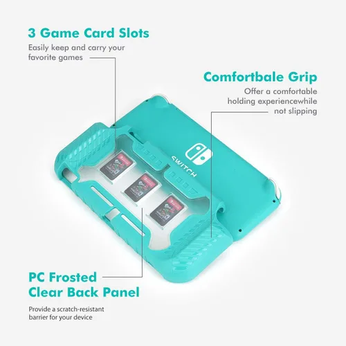 Vista 4 de KIWIHOME Funda protectora para Nintendo Switch Lite, funda portátil con agarre solo para Nintendo Switch Lite con cómodo agarre y ranuras