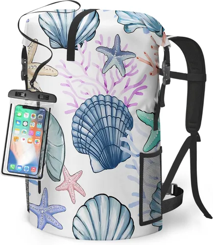 Vista 19 de Bolsa seca impermeable Bolsas secas marinas para kayak, senderismo, tortugas marinas, estrellas de mar, mochila con cierre enrollable, mochila