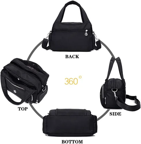 Vista 2 de MINTEGRA Bolso cruzado para mujer, bolso impermeable con múltiples bolsillos, de nailon, bolso de hombro de viaje