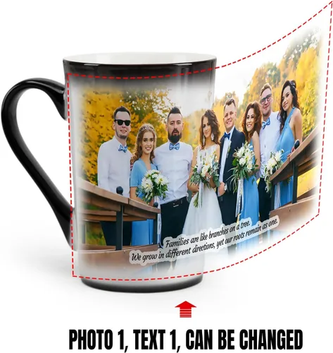 Vista 8 de Taza personalizada, tazas personalizadas que cambian de color, con collage de 1 imágenes, taza de café mágica con foto, imagen, nombre, texto