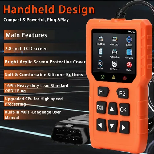 Vista 4 de Herramienta de diagnóstico del escáner V526 OBD2, herramienta de escáner de código de falla de luz del motor de borrado de verificación, DTC, flujo