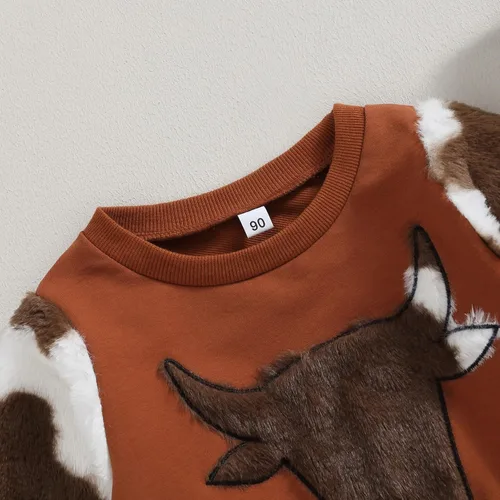 Vista 3 de LZCYILANXIULSL Sudadera occidental de manga larga con cuello redondo y estampado de vaca, para otoño e invierno