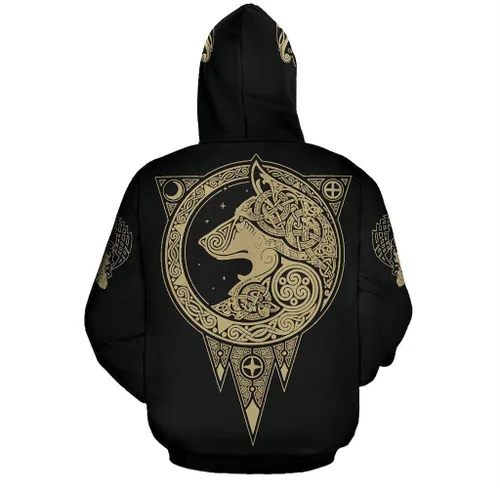 Vista 2 de Sudadera con capucha de Odin Raven, Viking Fenrir Wolf estampado 3D, chaqueta de otoño con bolsillo