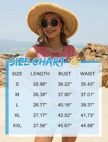 Vista 6 de Camiseta sin mangas de playa para mujer, diseño de mar y aire salado, divertido crucero de verano, sin mangas, para vacaciones familiares