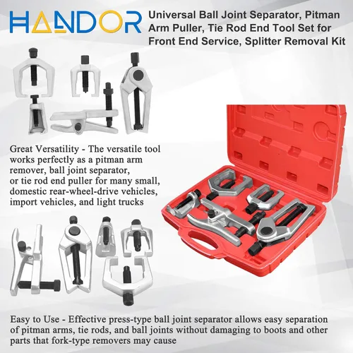 Vista 6 de Handor Separador de rótula, herramientas mecánicas 5 en 1, extractor de brazo Pitman, juego de herramientas de extracción de extremo de barra