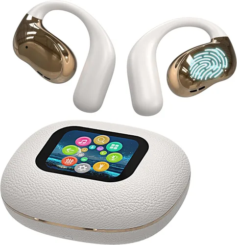 Vista 9 de Piluyaa Auriculares de oreja abierta, ultra cómodos, inalámbricos Bluetooth 5.4, auriculares sobre la oreja con pantalla táctil inteligente ganchos