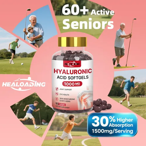 Vista 5 de Suplementos de ácido hialurónico 1000mg Softgels: Suplementos para articulaciones para hombres Ácido hialurónico para hidratación de la piel