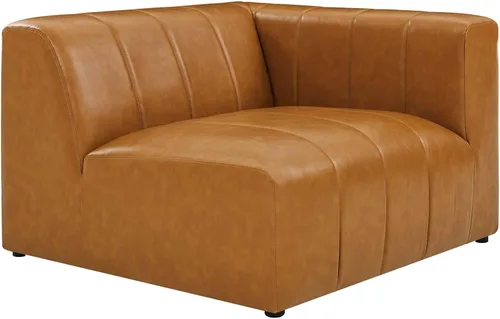 Vista 4 de Modway EEI-4513-TAN Bartlett - Sofá biplaza de cuero vegano de 2 piezas, color marrón