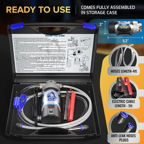 Vista 2 de Bomba Extractadora de Aceite Eléctrica Harpy Eagle 12/24V 100W, Bomba Extractadora de Líquido de Cambio de Aceite Portátil para Automotriz, Coches